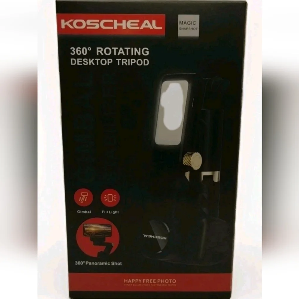 Koscheal Gimbal Stabilizer 360 Degrees Rotating Desktop Tripod With Fill Light